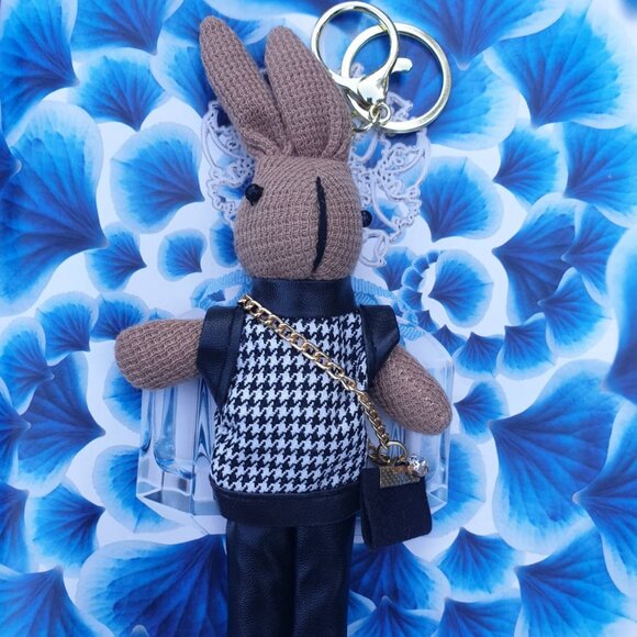 Bunny Rabbit Key Chain Key Ring Handbag Purse Charm Fashion Women Accessory Gift - Picture 2 of 4